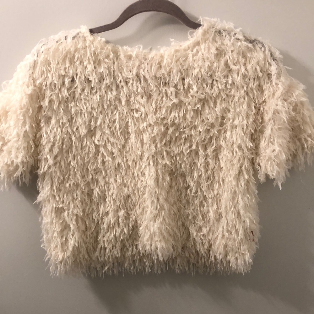 Feathered Cream Big Girls Sweater Size M